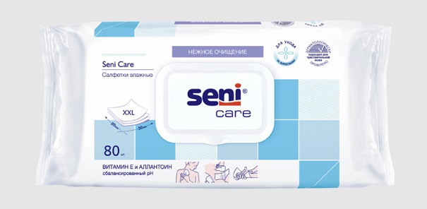 Seni Care (Сени Кеа) салфетки влажные для ухода с витамином Е и Аллантоином 80шт