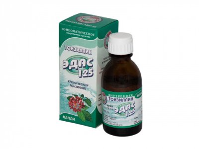 Эдас-125 Тонзилин (тонзилит), капли для приема внутрь гомеопатические, 25мл, Эдас (г.Москва)