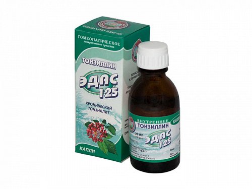 Эдас-125 Тонзилин (тонзилит), капли для приема внутрь гомеопатические, 25мл