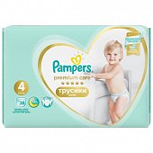 Pampers Premium Care (Памперс) подгузники-трусы 4 макси 9-15кг, 38шт, Проктер энд Гэмбл
